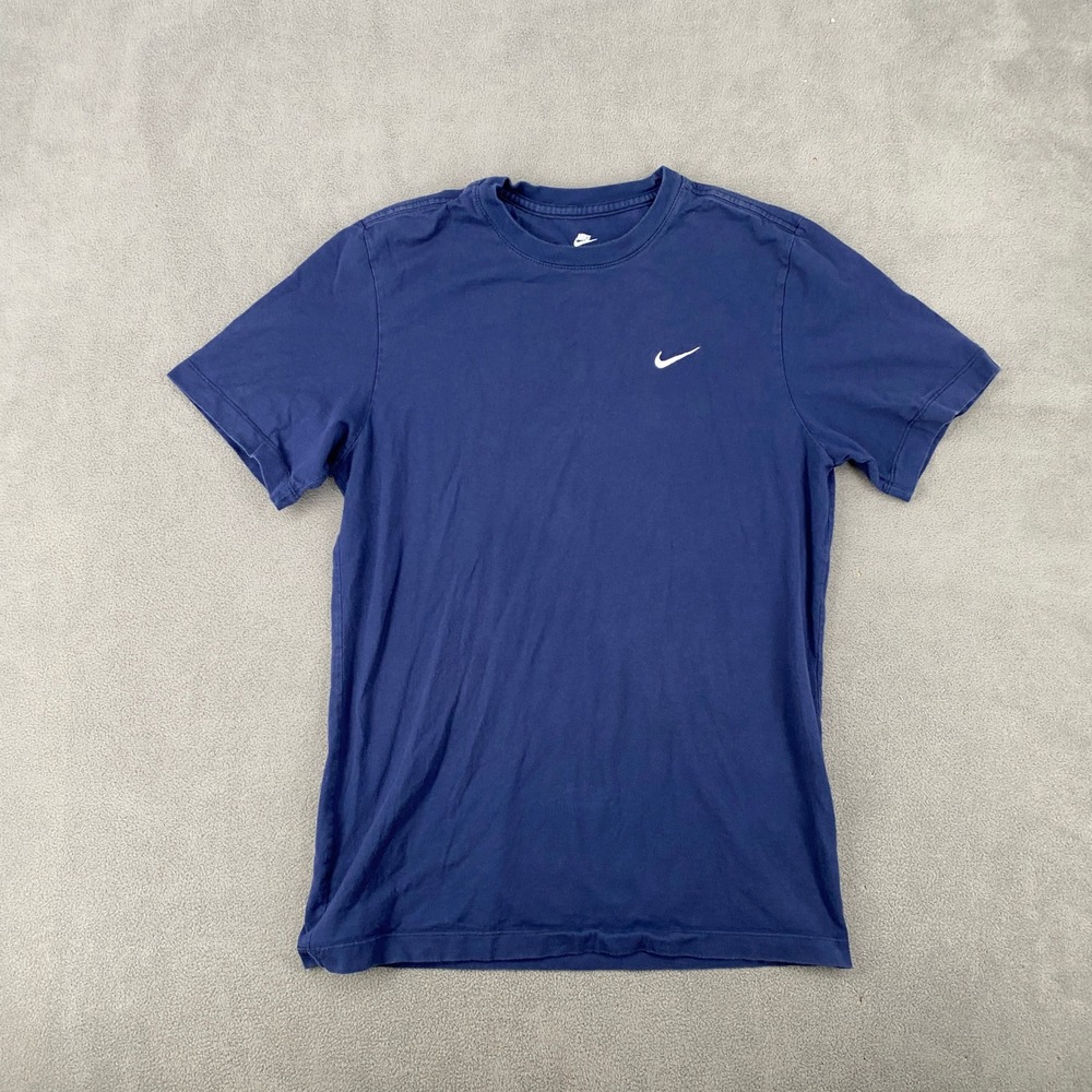 Nike‎ Mens Navy Blue Embroidered Swoosh Short Sleeve Crew Neck T-Shirt Small